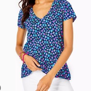 Lilly Pulitzer Etta Top Medium low Tide Navy Spotted